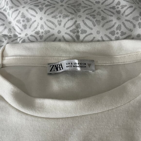 Zara Ivory Long Sleeve CropTop Size Small ~ EUC - Picture 4 of 4